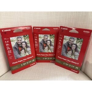 Canon PP-201 Photo Paper Plus Glossy II, 4x6 inch- 3 Packs 300 Sheets New Sealed